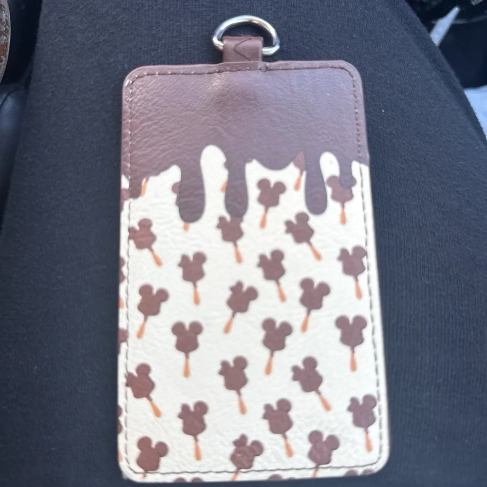 loungefly Brown & Cream Mickey Ice Cream Pattern Phone Card Holder